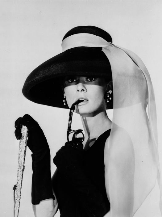 Audrey Hepburn in famous "Breakfast At Tiffany's" portrait shoot