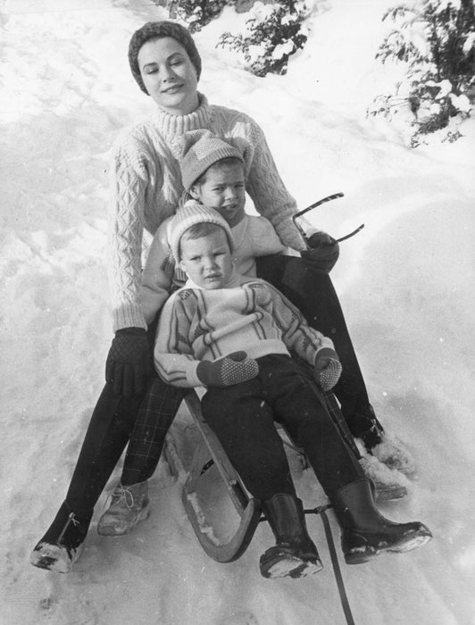 Grace Kelly in the Snow with her Children