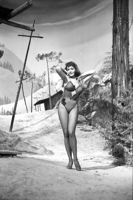 Julie Newmar Posed in Snow Scene of "Lil'Abner", Full Costume