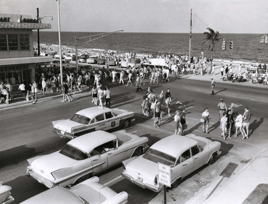 Busy Beach Street Scene Americana U.S.A. III