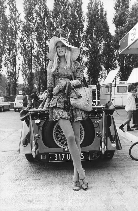 Brigitte Bardot Posed with Vintage Car