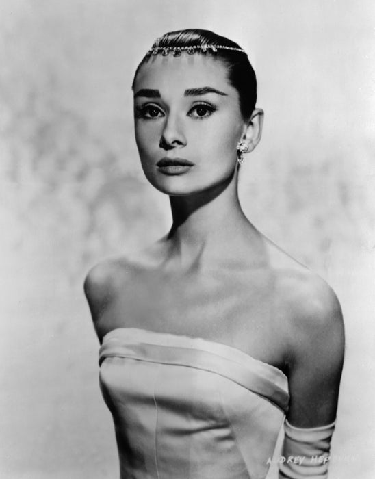 Audrey Hepburn Posed in White Dress