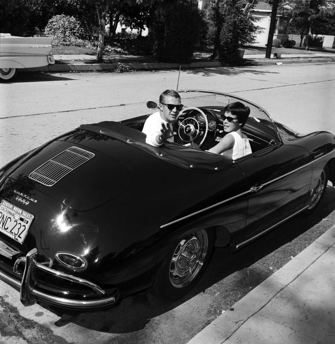 Steve McQueen in Porsche with Neile Adams