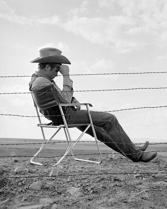 James Dean Behind Fence On the Set of Giant by Frank Worth