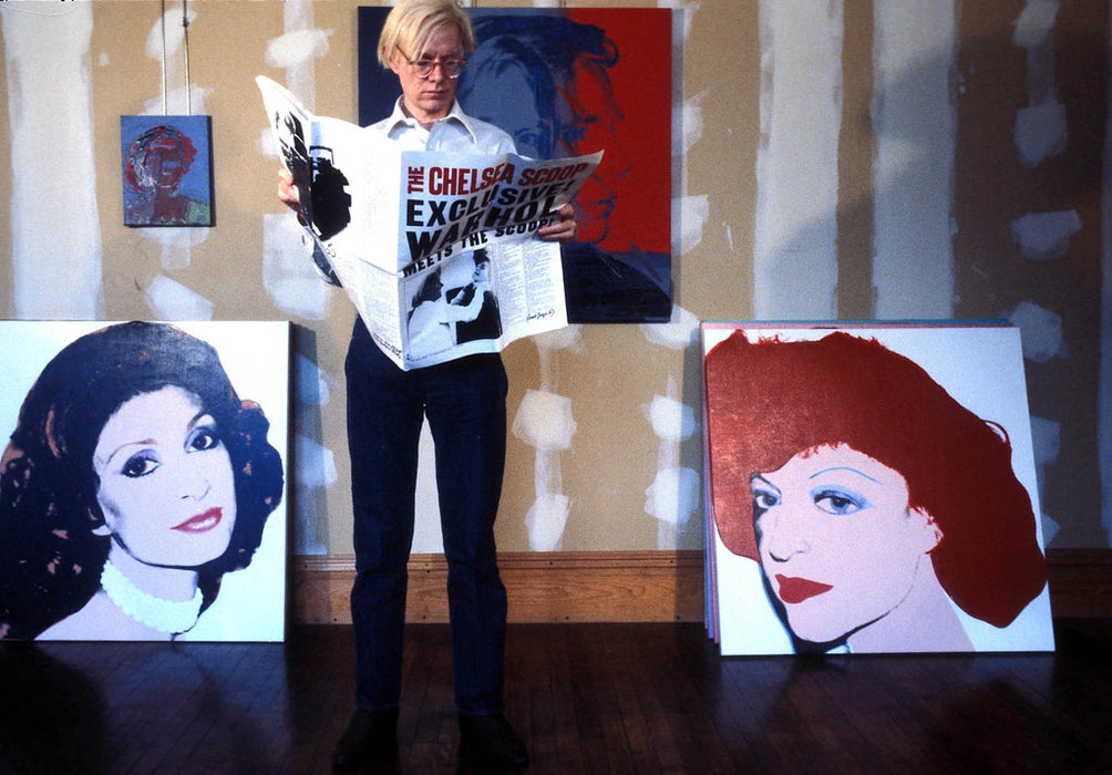 Andy Warhol in Front of Famous Portraits