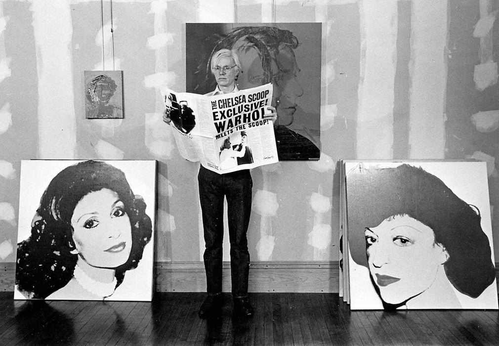 Andy Warhol in Front of Famous Portraits