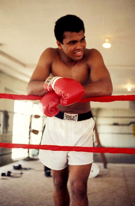 Muhammad Ali Holding Smiling in Ring