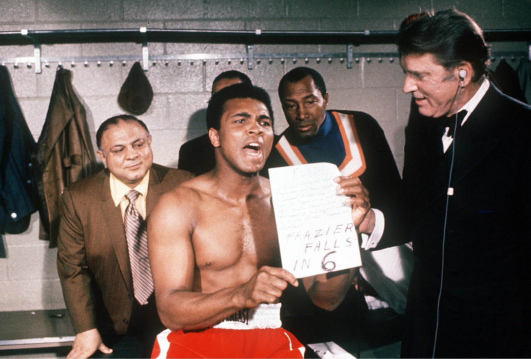 Muhammad Ali With Press before Frazier Falls Match