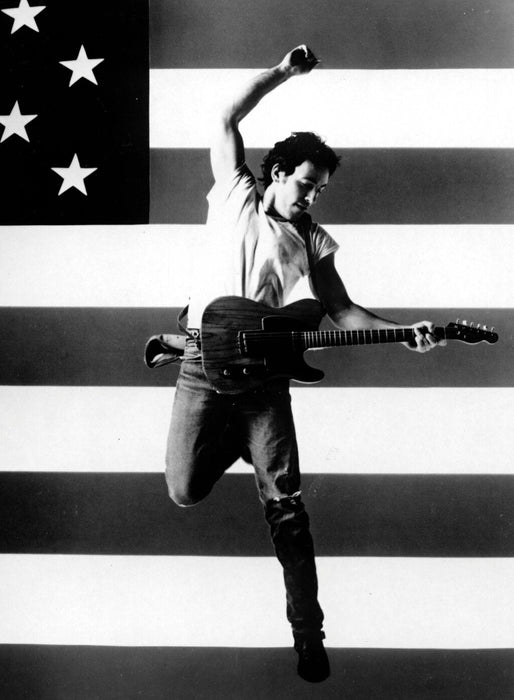 Bruce Springsteen in front of American Flag