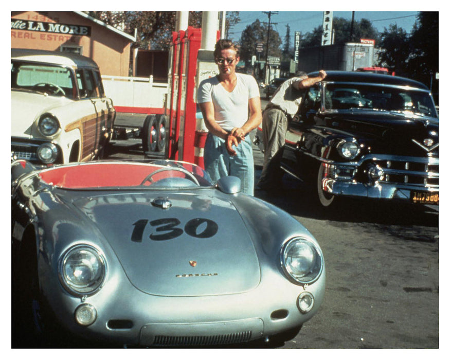 James Dean Filling Up His Porsche Racer