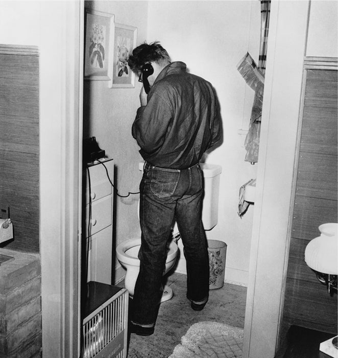 James Dean in Restroom 1954 by Frank Worth