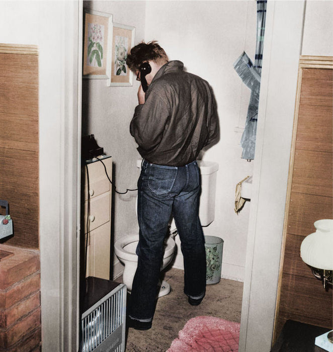 James Dean In Bathroom on Telephone