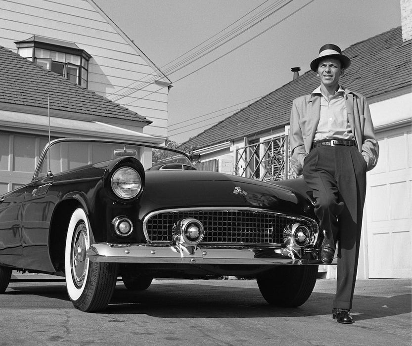 Frank Sinatra Standing on Thunderbird 1955 by Frank Worth