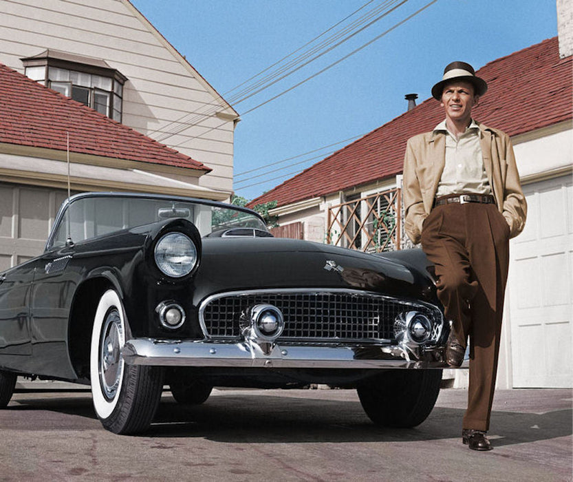 Frank Sinatra Standing on Thunderbird 1955 by Frank Worth