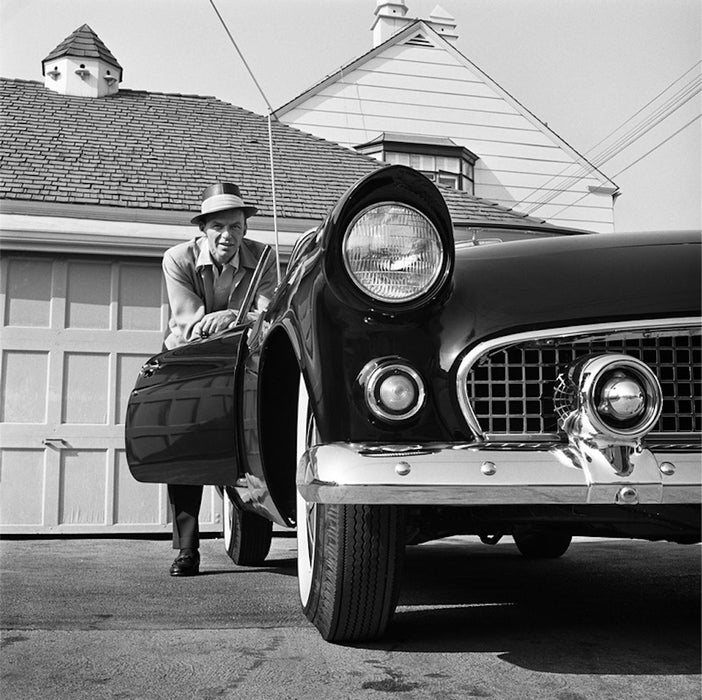 Frank Sinatra Leaning on Thunderbird 1955 by Frank Worth