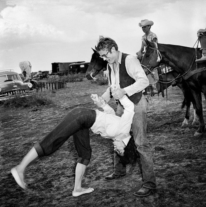 Liz Taylor Flips for James Dean on Set of Giant 1955 by Frank Worth