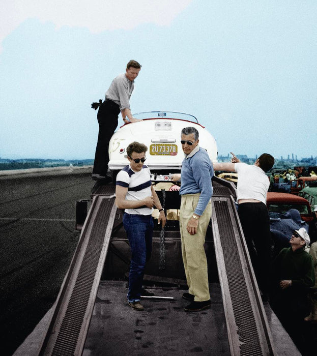 James Dean Loading His Porsche Racer by Frank Worth