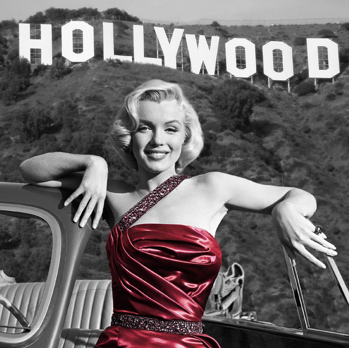 Marilyn Monroe in front of Hollywood Sign by Frank Worth