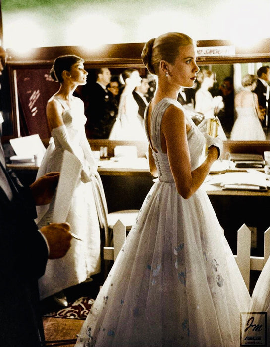 Grace Kelly and Audrey Hepburn at the Oscars, 1956