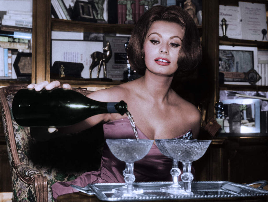 Sophia Loren Pouring Champagne, 1963 - Color