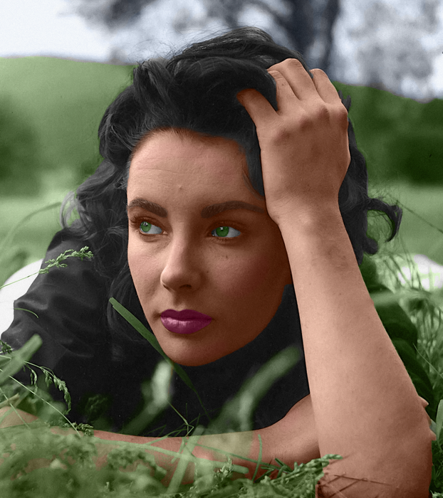 Liz Taylor in the Grass by Frank Worth
