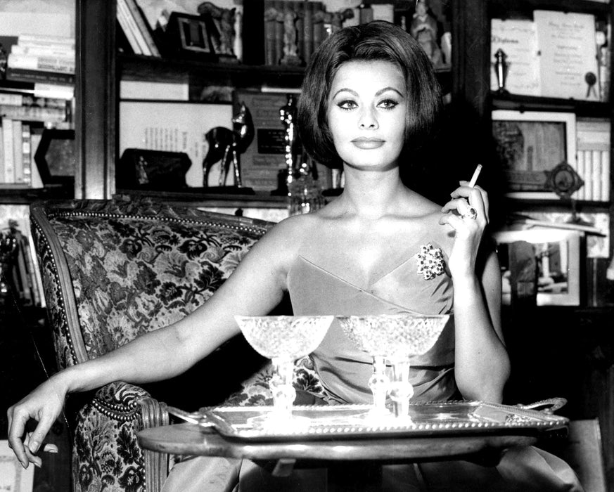 Sophia Loren Smoking in Library, 1963