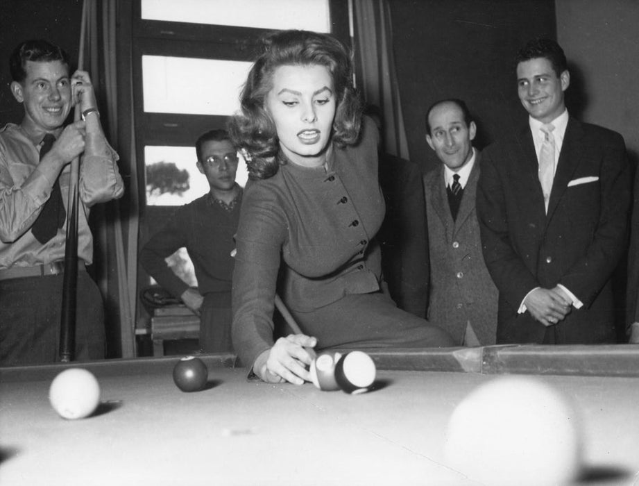 Sophia Loren Playing Pool